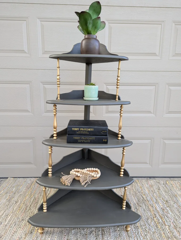 Newly refinished corner shelf unit image indicator(2)