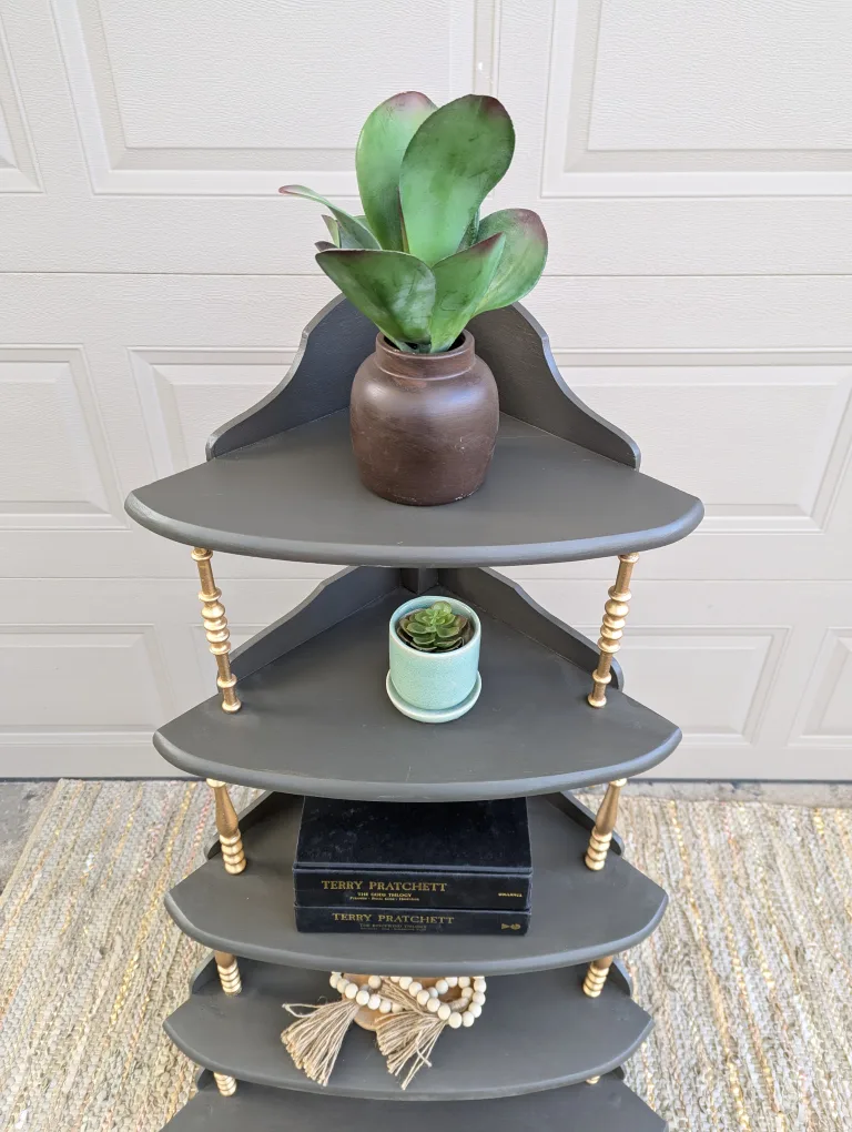 Newly refinished corner shelf unit image indicator(3)