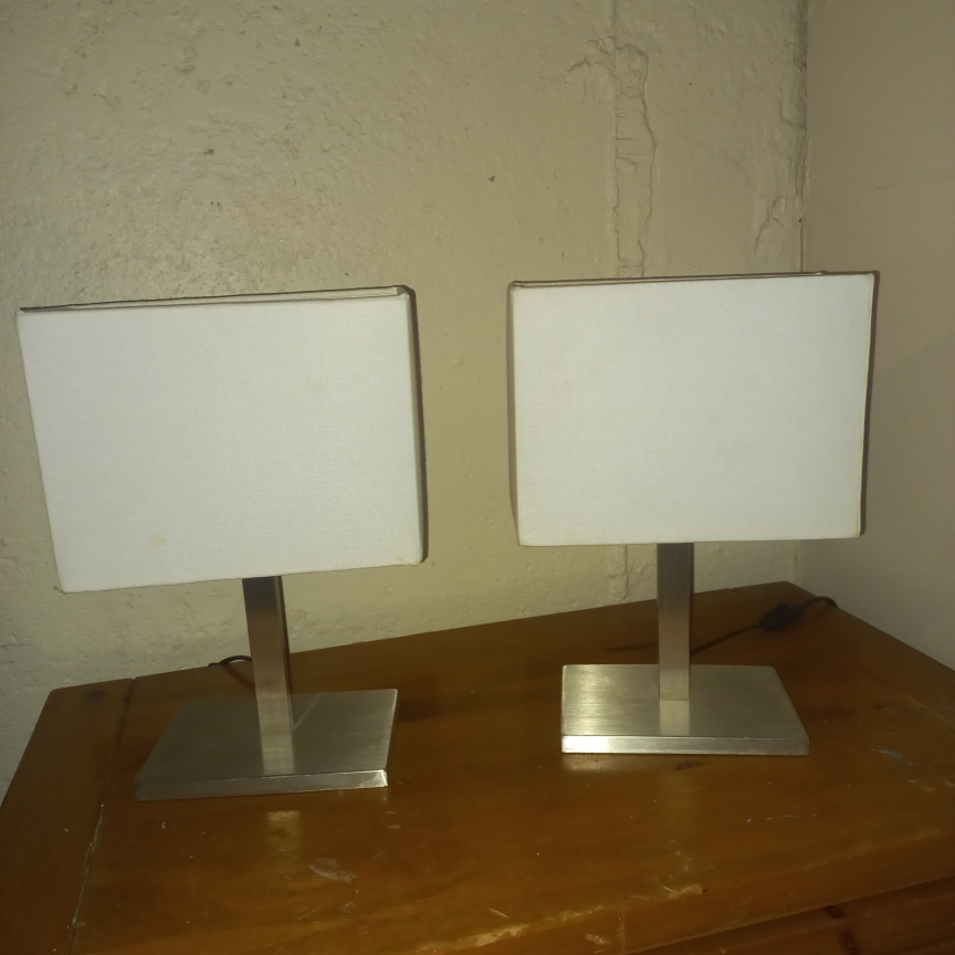Pair of Modern Table Lamps with White Shades