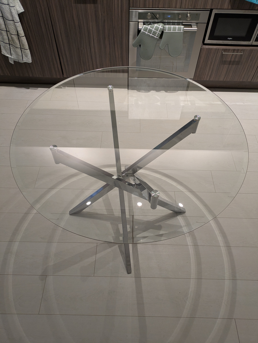 Glass and Chrome Round Table