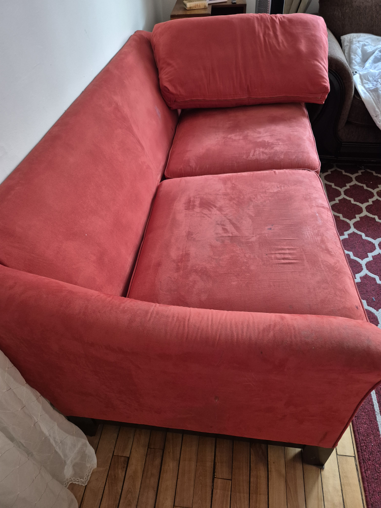 Red Microfibre Sofa - photo 4
