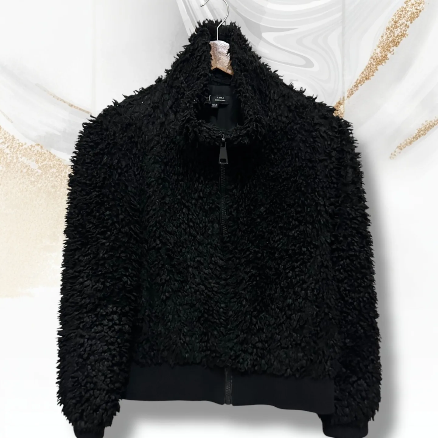 Zara Black Fuzzy Jacket image indicator(2)
