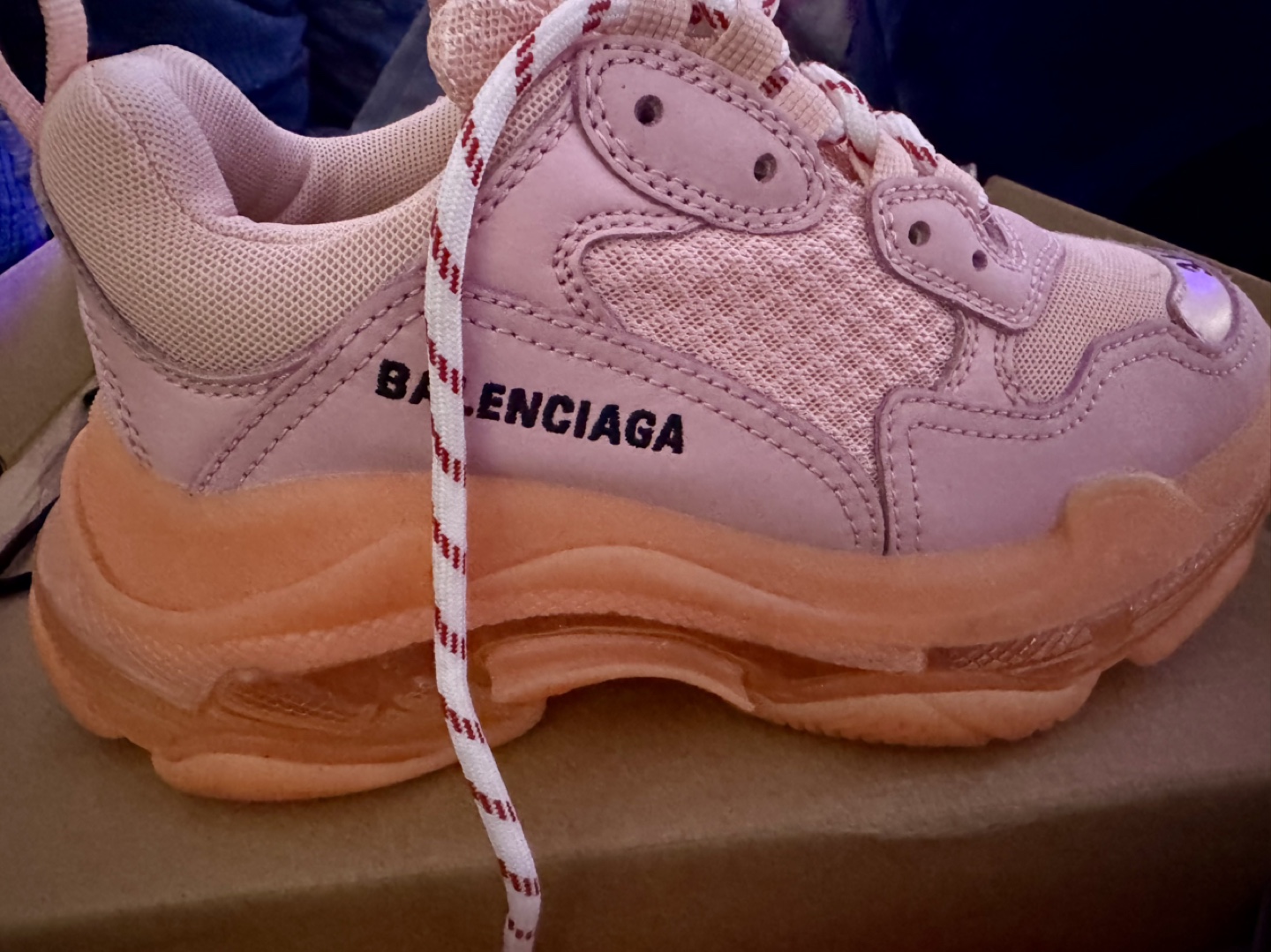 Peach Balenciaga Triple S Sneakers Size