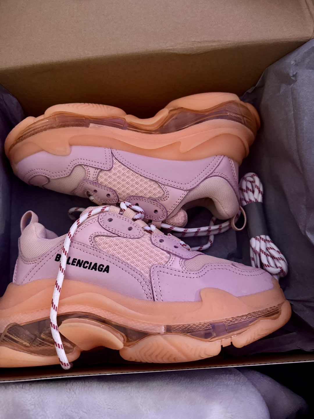 Peach Balenciaga Triple S Sneakers Size - photo 5