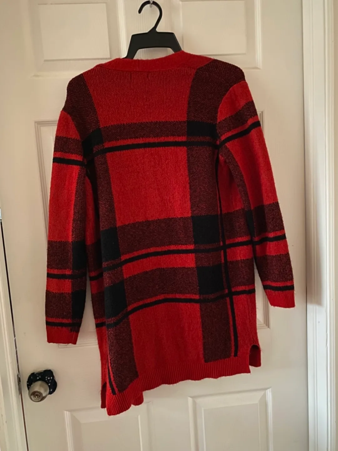 Red and Black Plaid Cardigan Sweater Size Small image indicator(3)