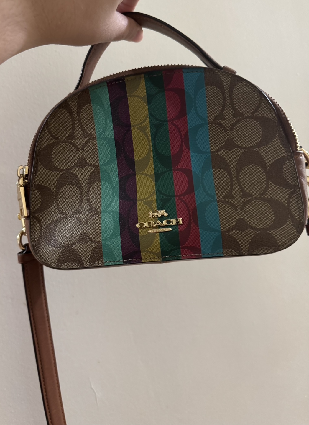 Coach Half Moon Bag with Multicoloured Stripes - photo 3
