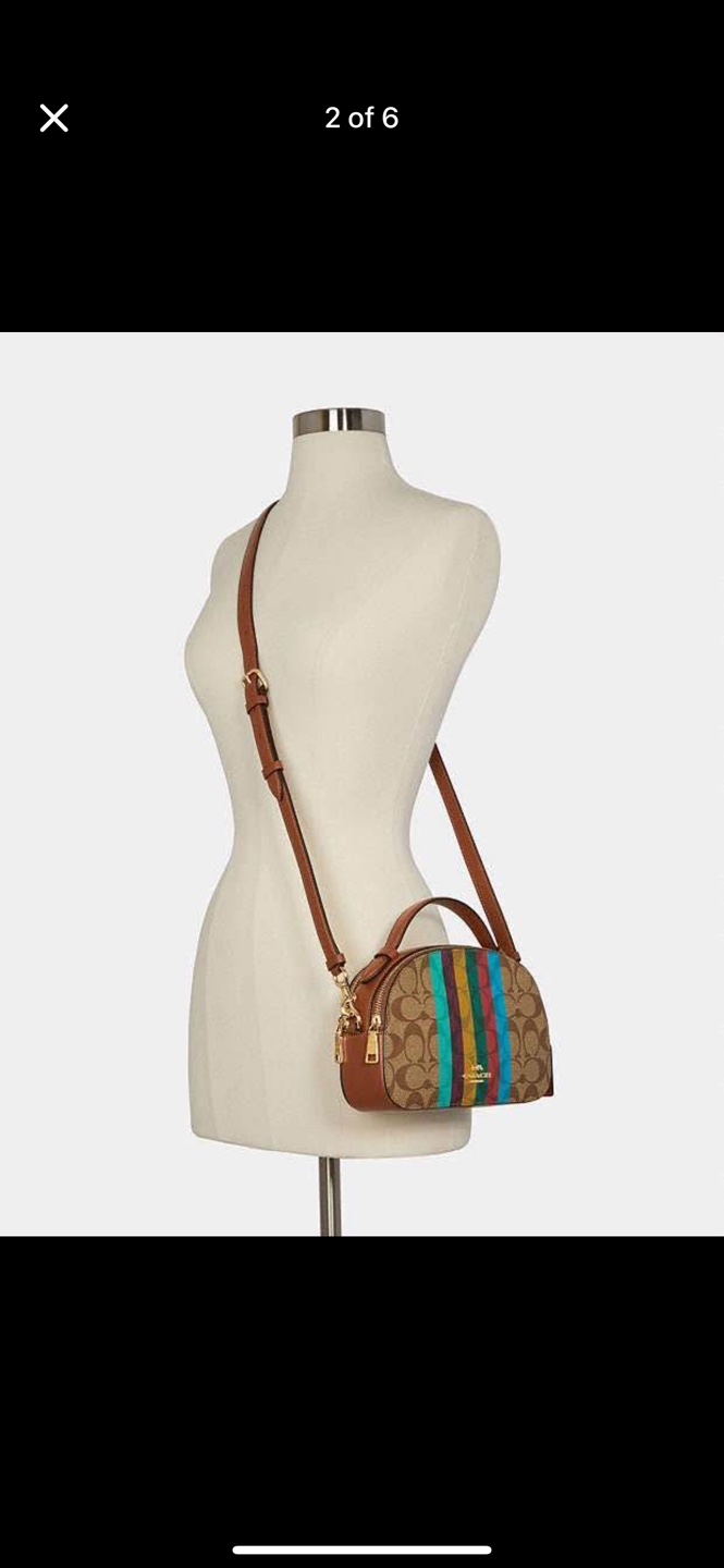 Coach Half Moon Bag with Multicoloured Stripes