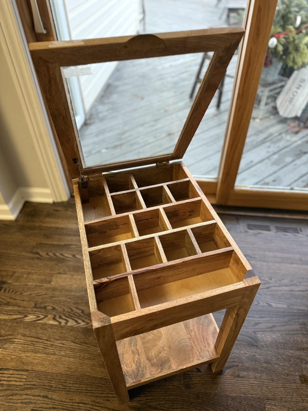 Wooden Organizer Table with Glass Top - photo 2