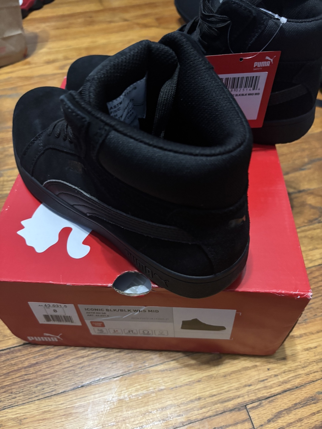 Steel toe Puma Iconic Mid Black Sneakers - Women's Size 8 - photo 2