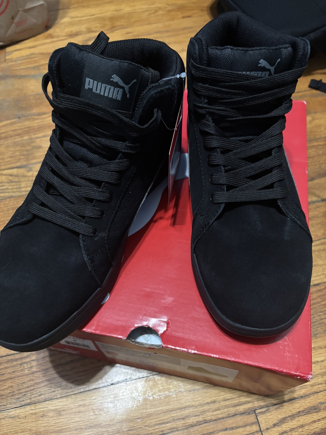 Steel toe Puma Iconic Mid Black Sneakers - Women's Size 8