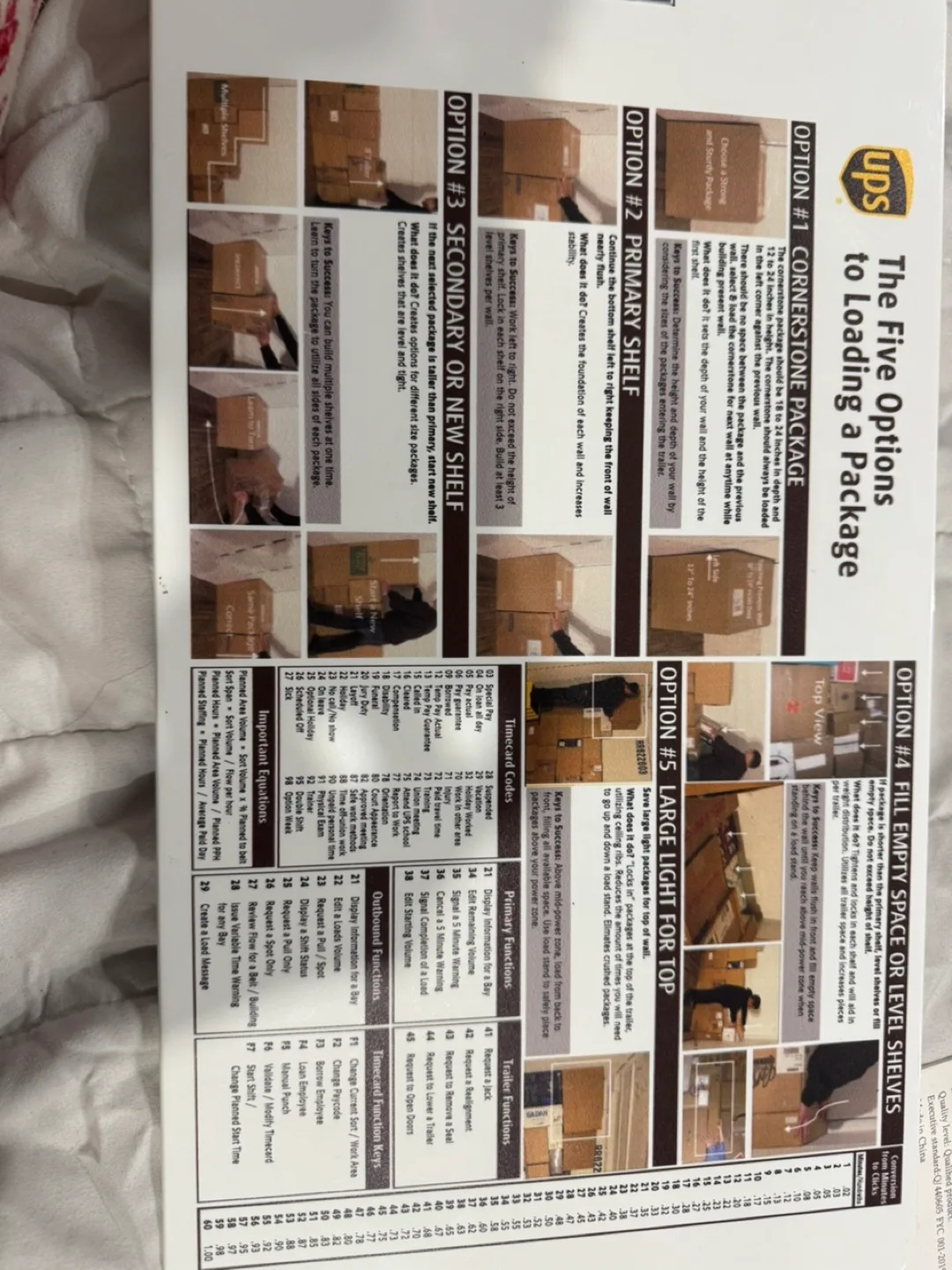 Vintage UPS Hub Ops Calculator and Loading Guide clipboard image indicator(4)