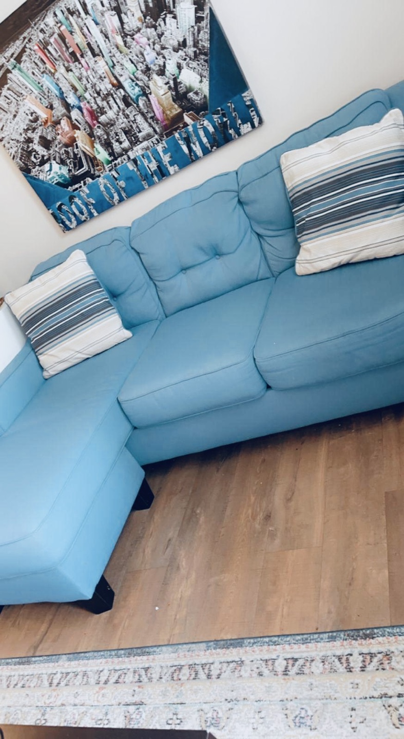 Light Blue Sectional Sofa+love seat
