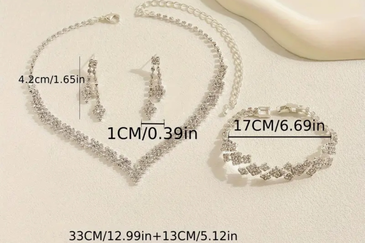 Rhinestone Bridal Jewelry Set - Necklace, Bracelet & Earrings - photo 2