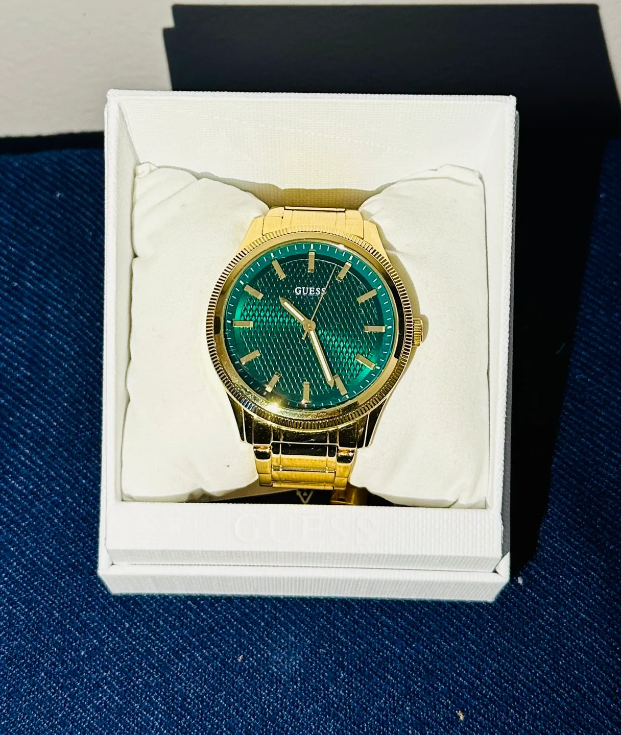 Guess Gold Tone Watch with Green Face thumbnail