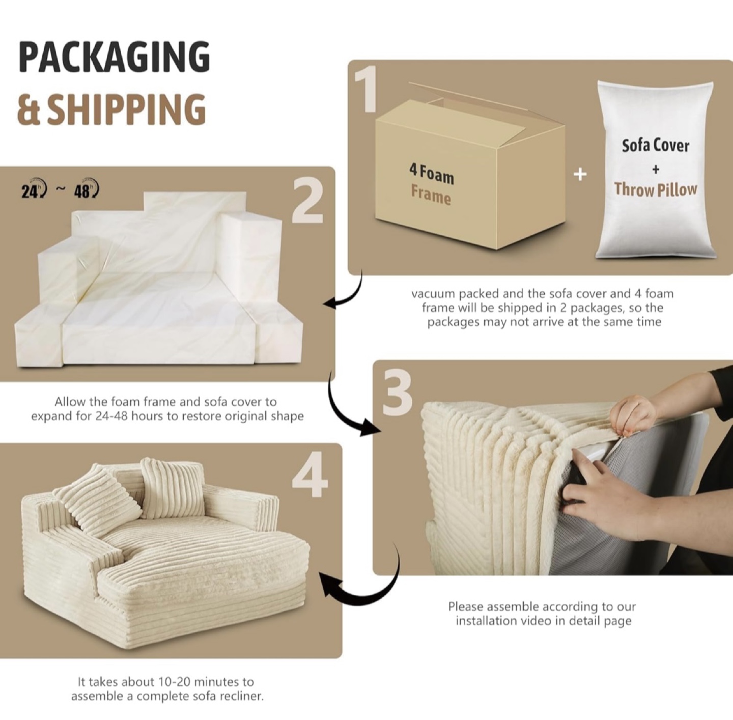Cream-Colored Corduroy Sofa Chair - photo 4