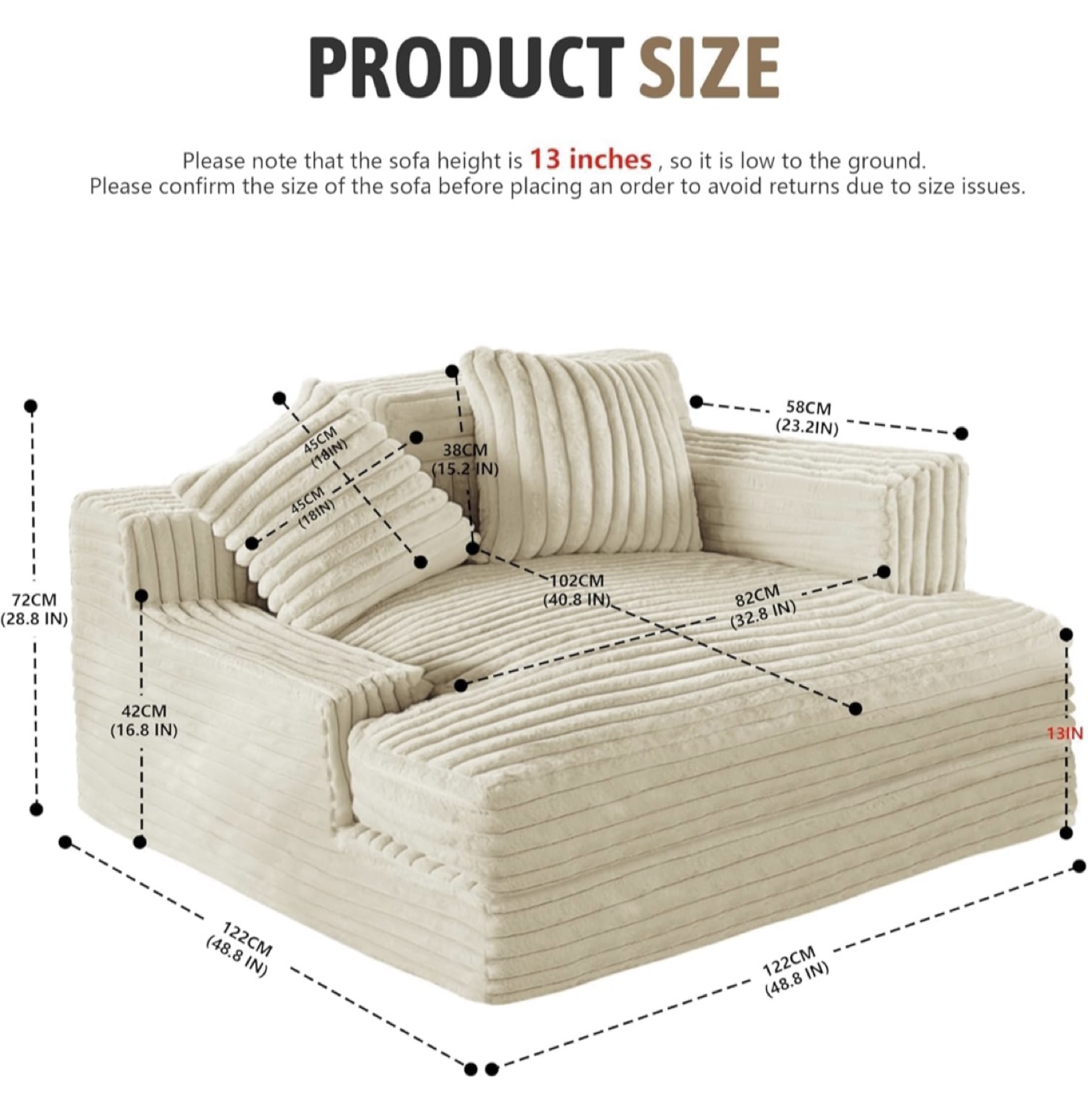 Cream-Colored Corduroy Sofa Chair - photo 3