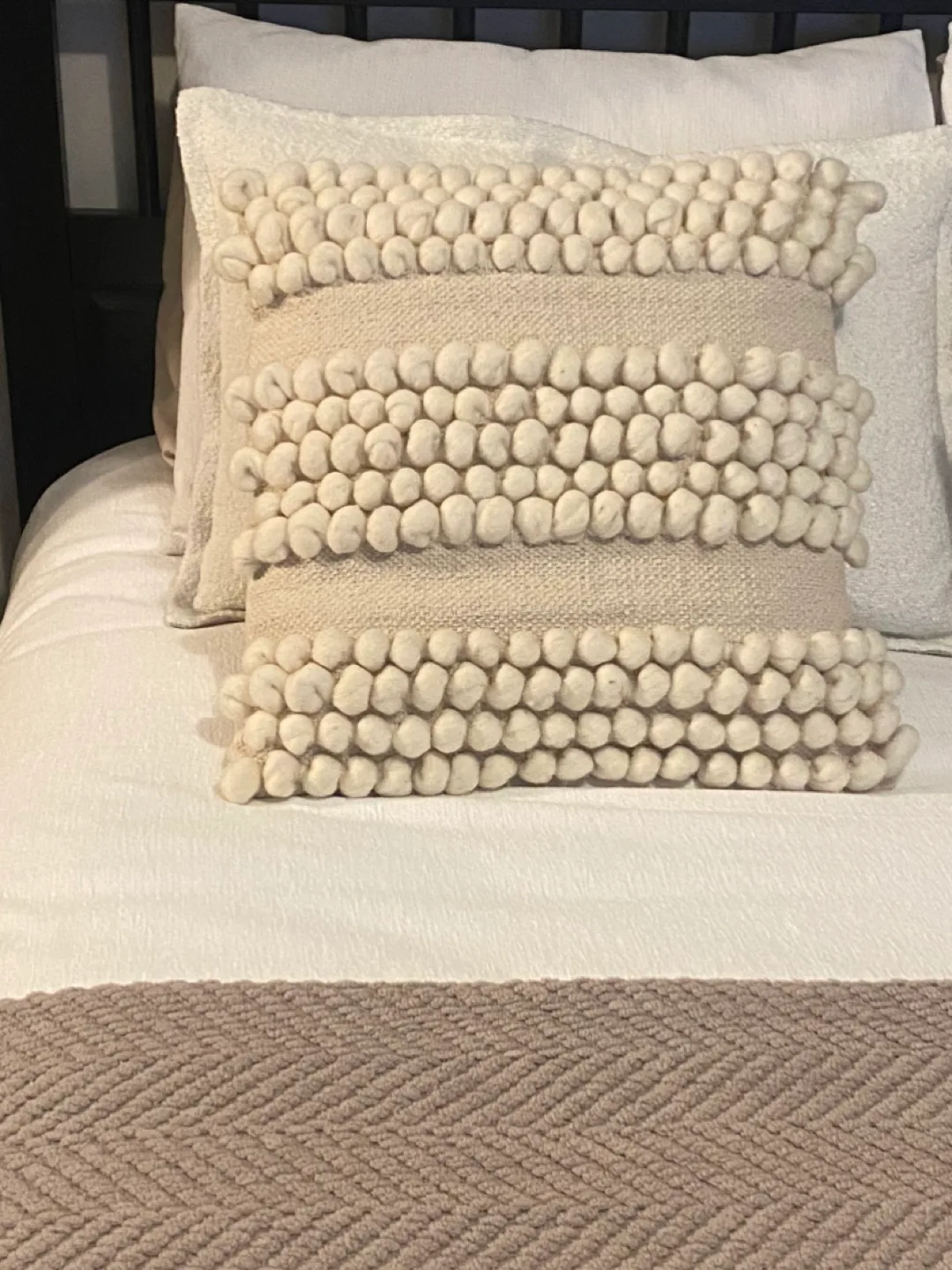 Brand new never used Cream Textured Throw Pillow thumbnail