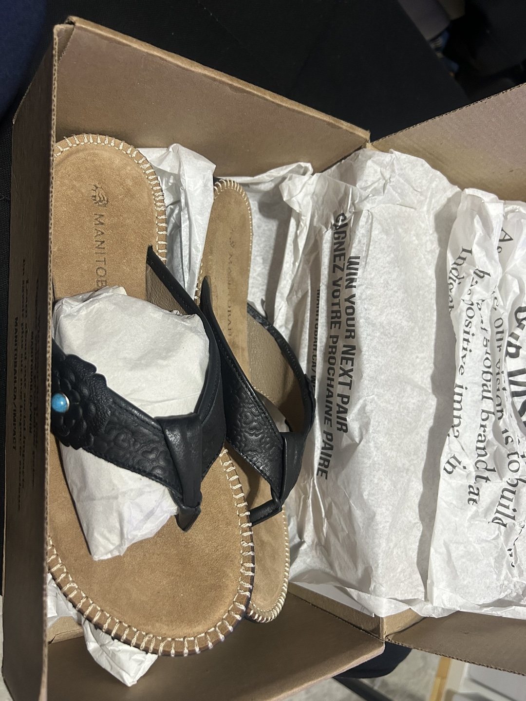 Manitobah Wasaga Flip Flops - Black - Size 9