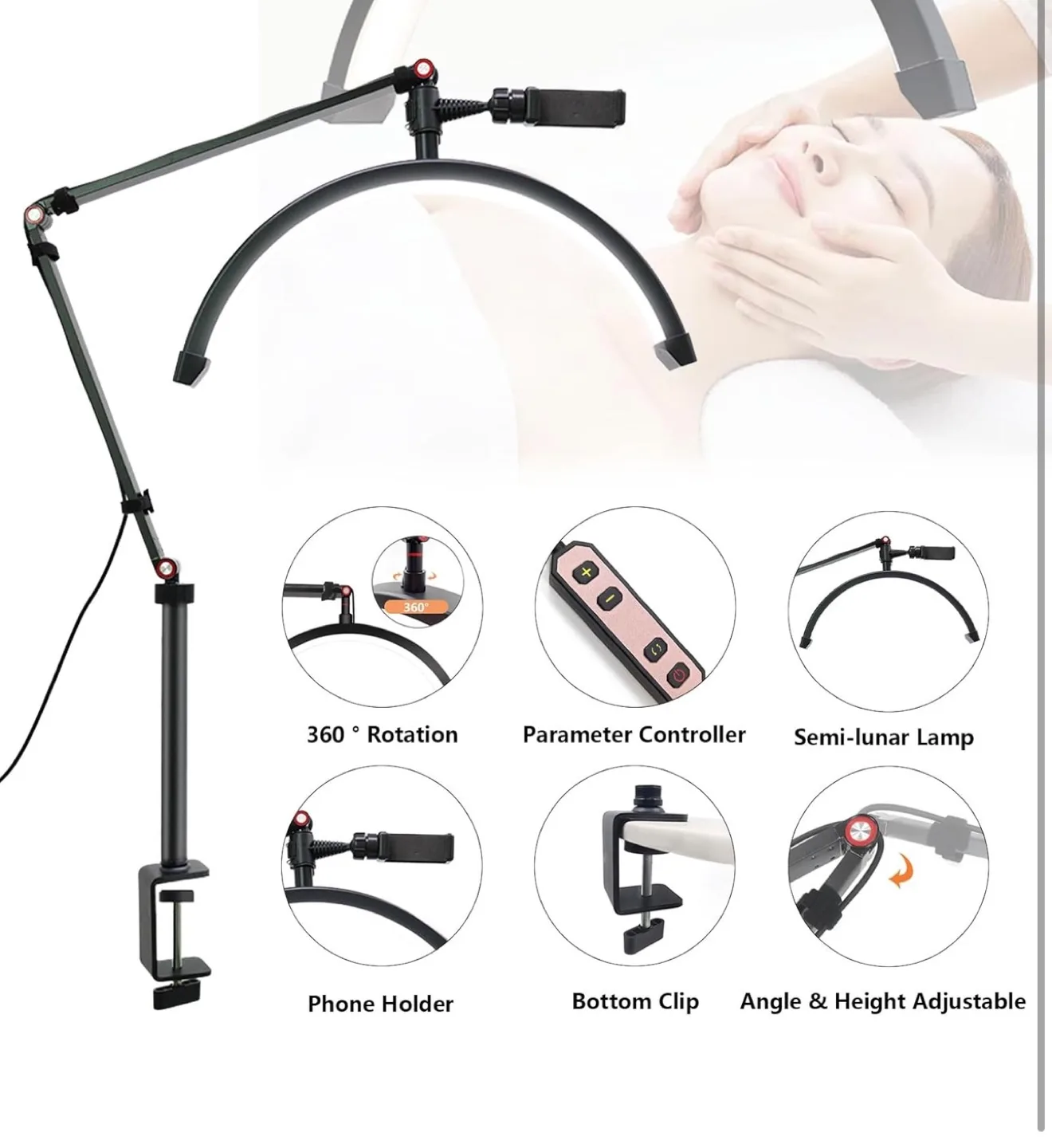 Adjustable LED Ring Light with Phone Holder and Clamp image indicator(3)