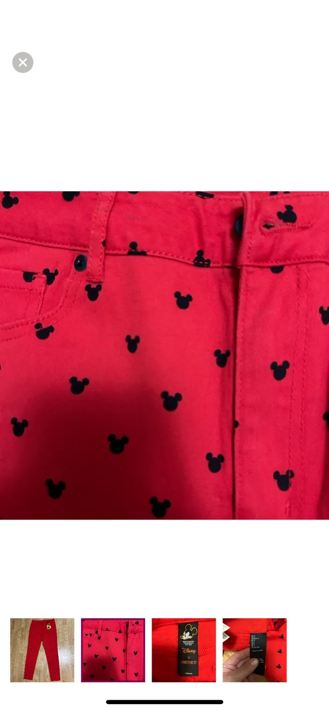 Forever 21 x Disney Mickey Mouse Red Jeans - Size L image indicator(2)