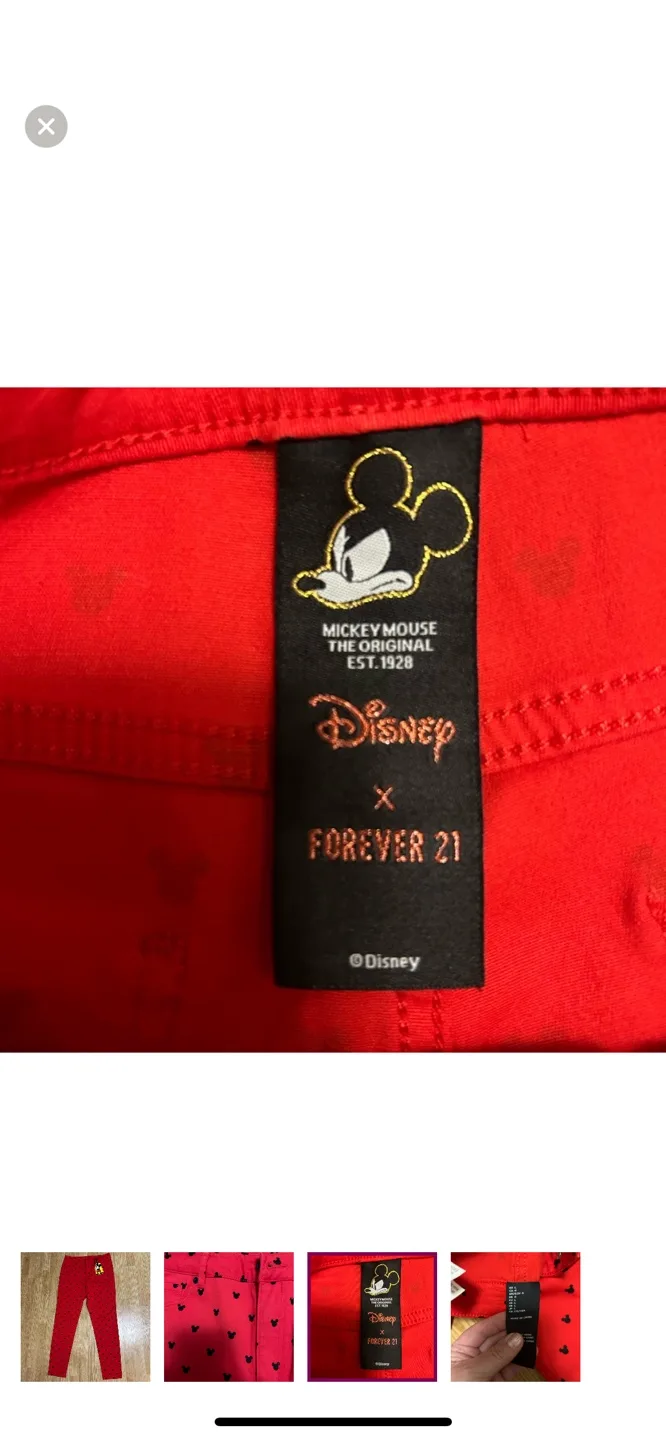 Forever 21 x Disney Mickey Mouse Red Jeans - Size L image indicator(3)