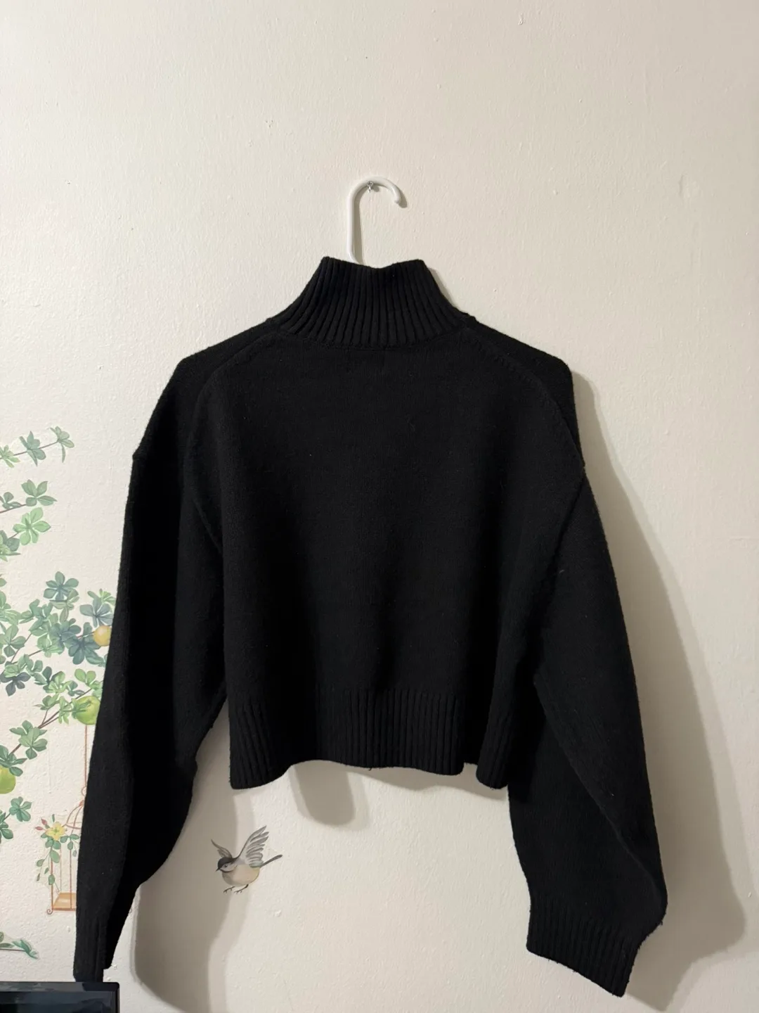 Black Cropped Mock Neck Sweater image indicator(2)