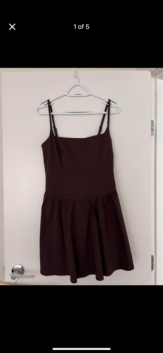 Dynamite Corset Flare Mini Dress - Size Medium - Chocolate Brown