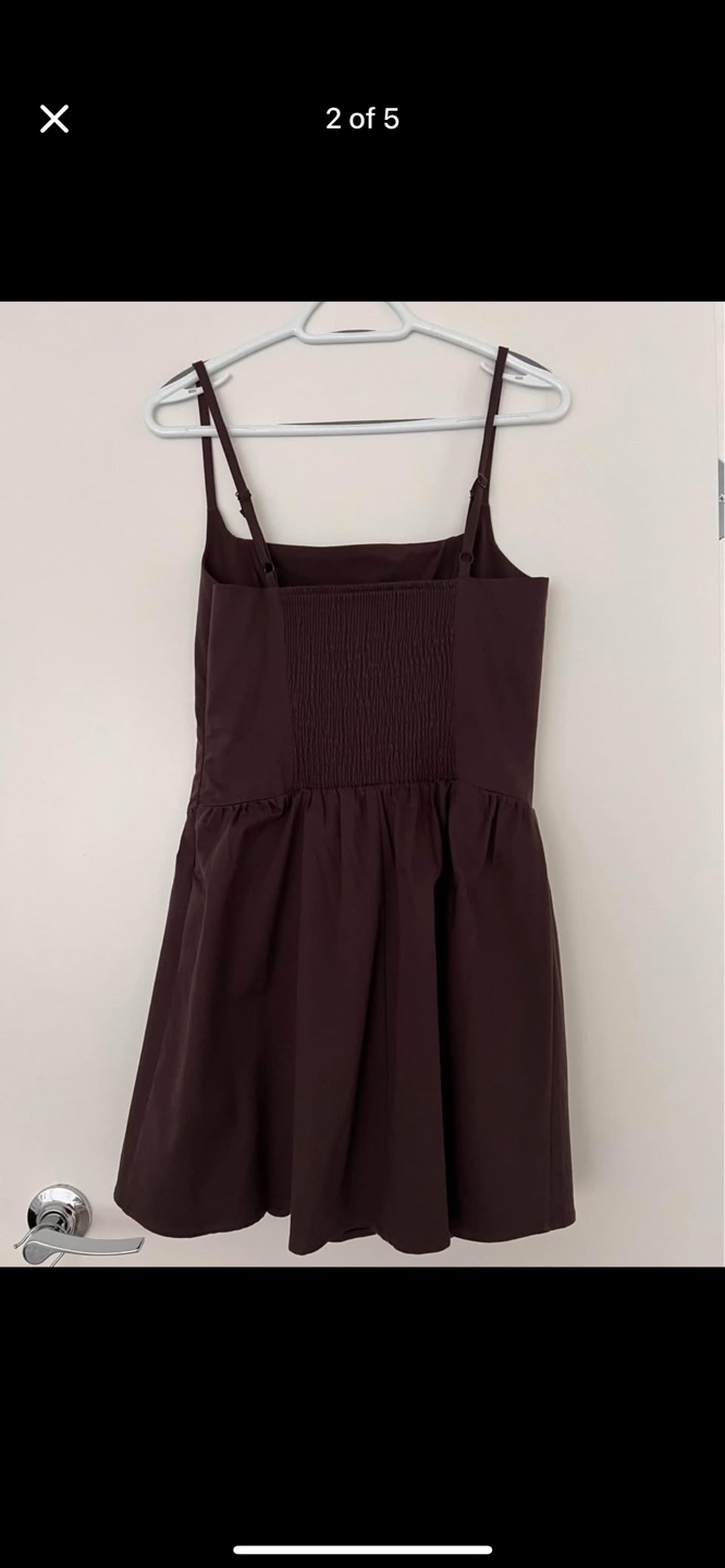 Dynamite Corset Flare Mini Dress - Size Medium - Chocolate Brown - photo 2