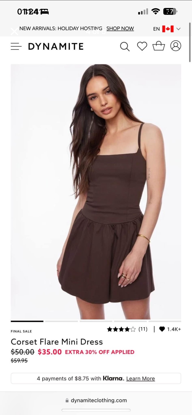 Dynamite Corset Flare Mini Dress - Size Medium - Chocolate Brown - photo 4