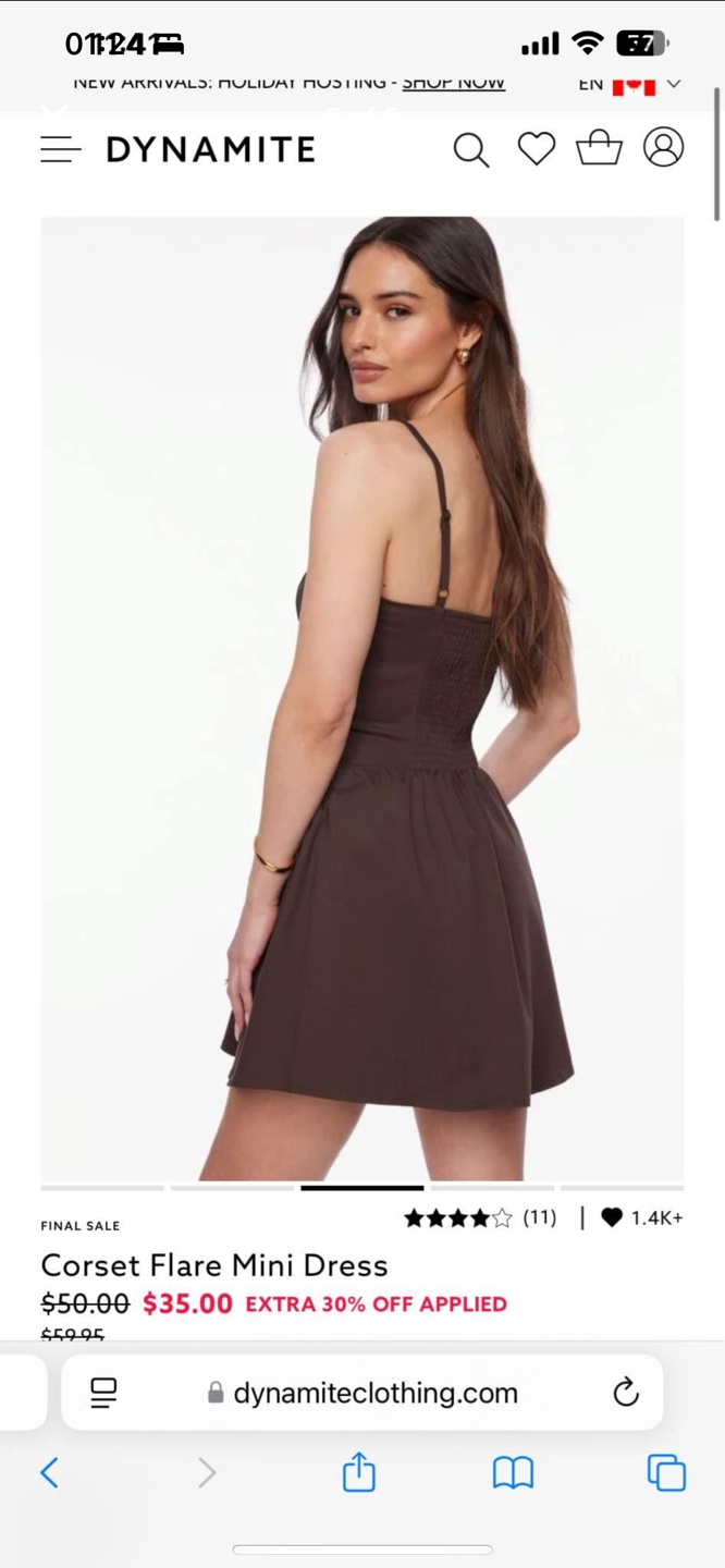 Dynamite Corset Flare Mini Dress - Size Medium - Chocolate Brown - photo 5