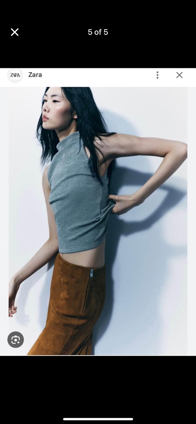 Zara Grey Ribbed Mock Neck Sleeveless Top - Size M - photo 5