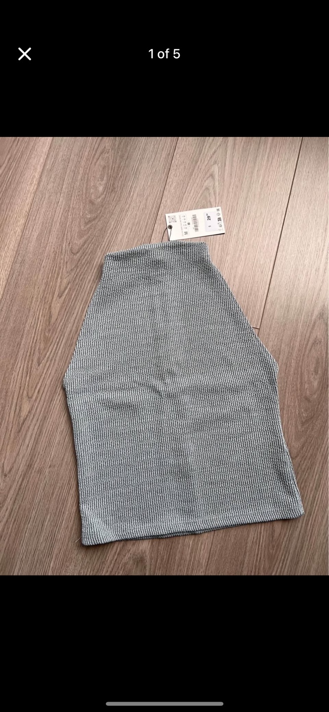 Zara Grey Ribbed Mock Neck Sleeveless Top - Size M