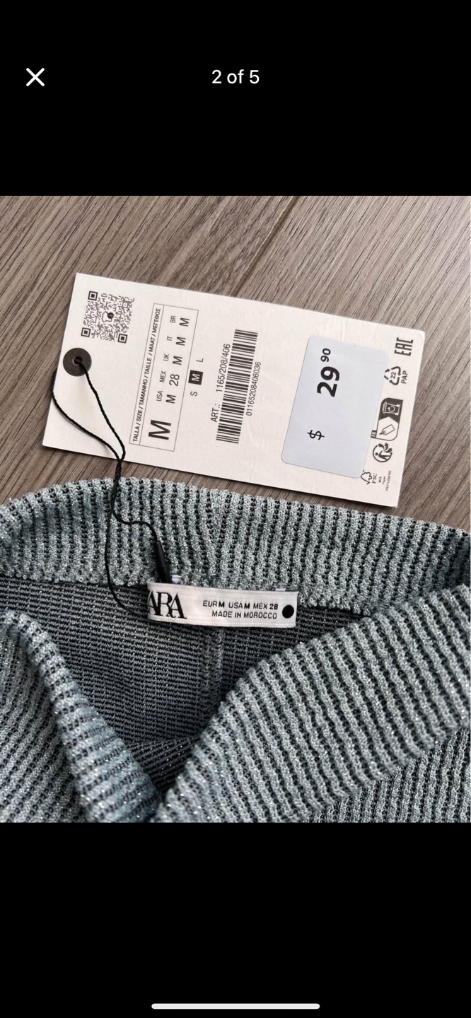 Zara Grey Ribbed Mock Neck Sleeveless Top - Size M - photo 2