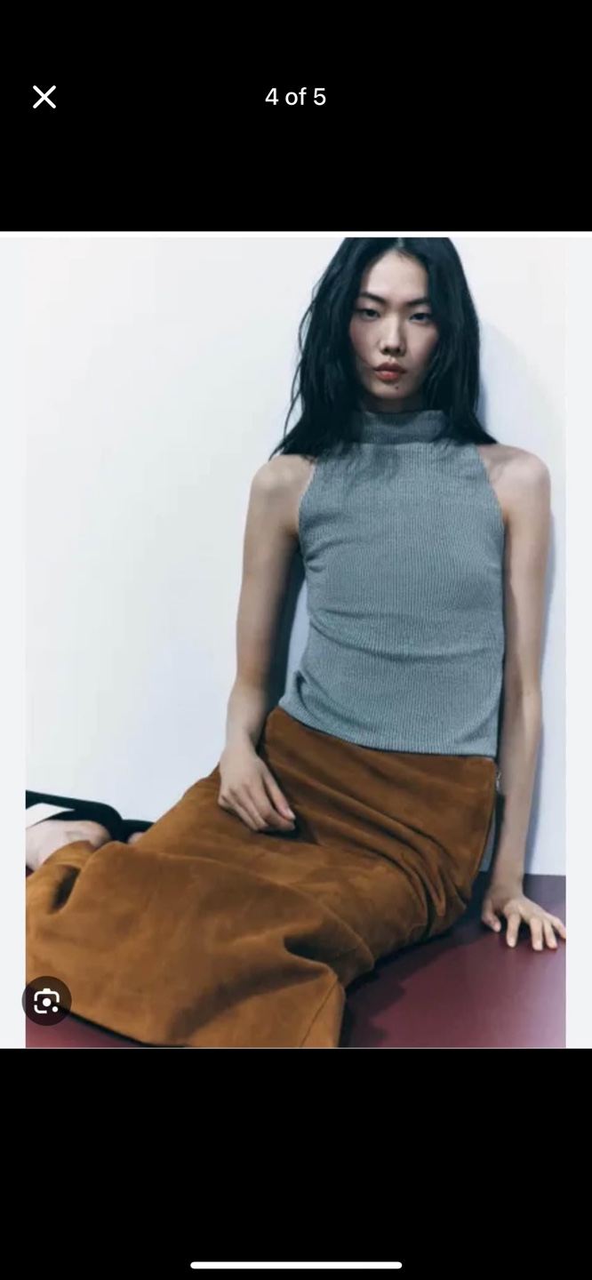 Zara Grey Ribbed Mock Neck Sleeveless Top - Size M - photo 4