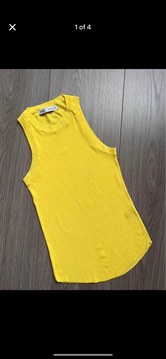 Zara Yellow Ribbed Tank Top - Size Medium