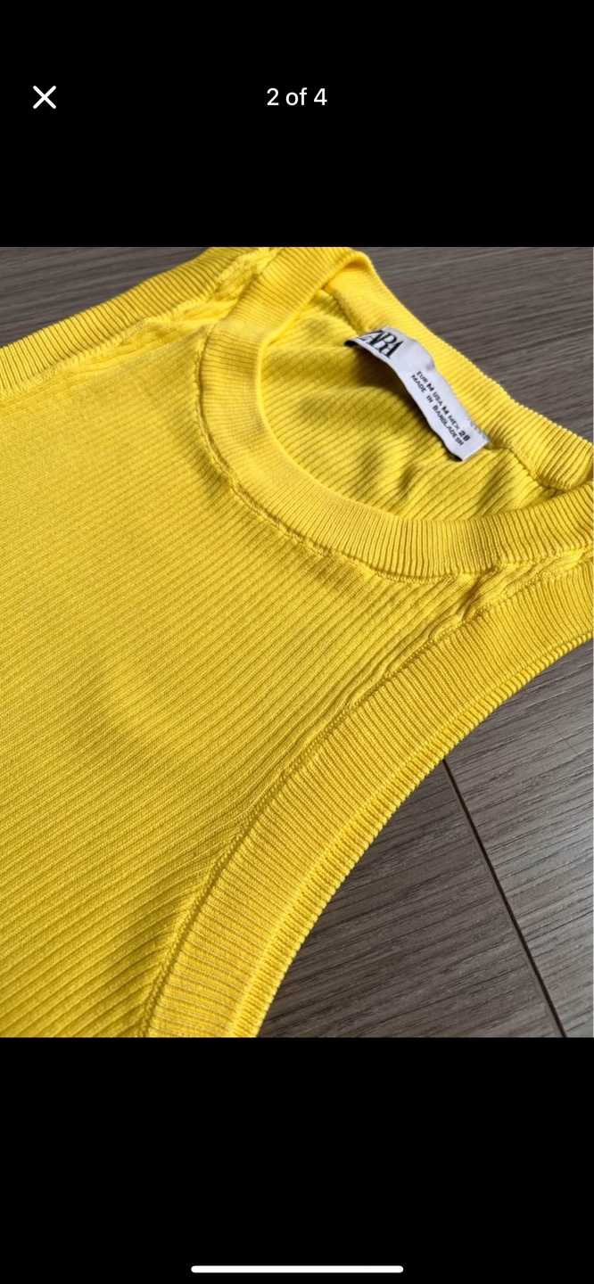 Zara Yellow Ribbed Tank Top - Size Medium - photo 2