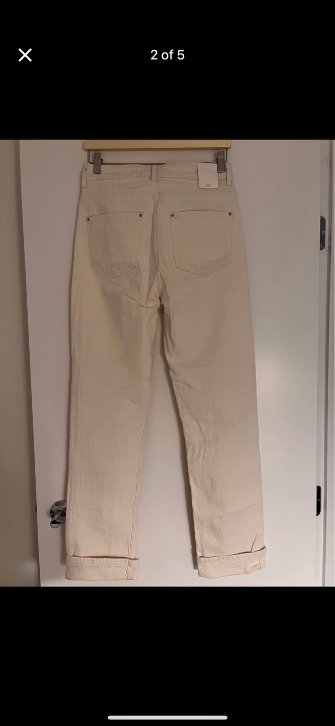 Zara Cream-Colored Straight Leg Jeans - Size 6 - photo 2