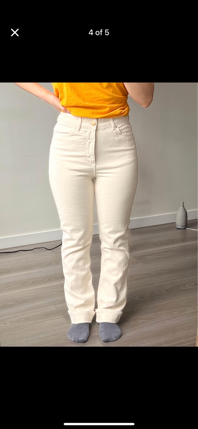 Zara Cream-Colored Straight Leg Jeans - Size 6 - photo 4