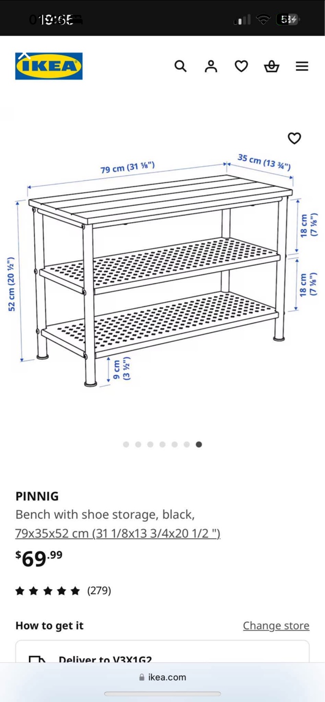 IKEA PINNIG Shoe Bench - Black - photo 3