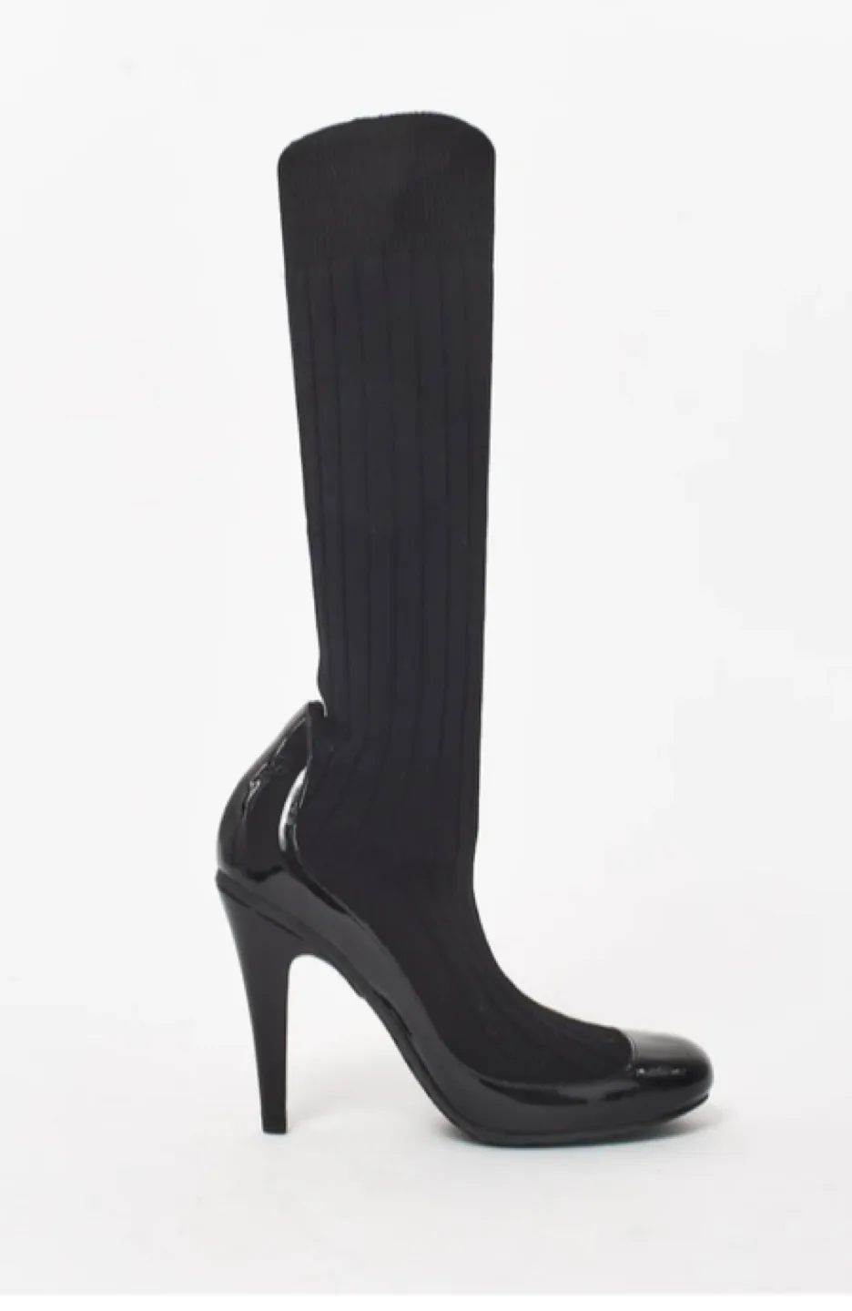 Chanel Black Knit & Patent Leather Booties image indicator(3)