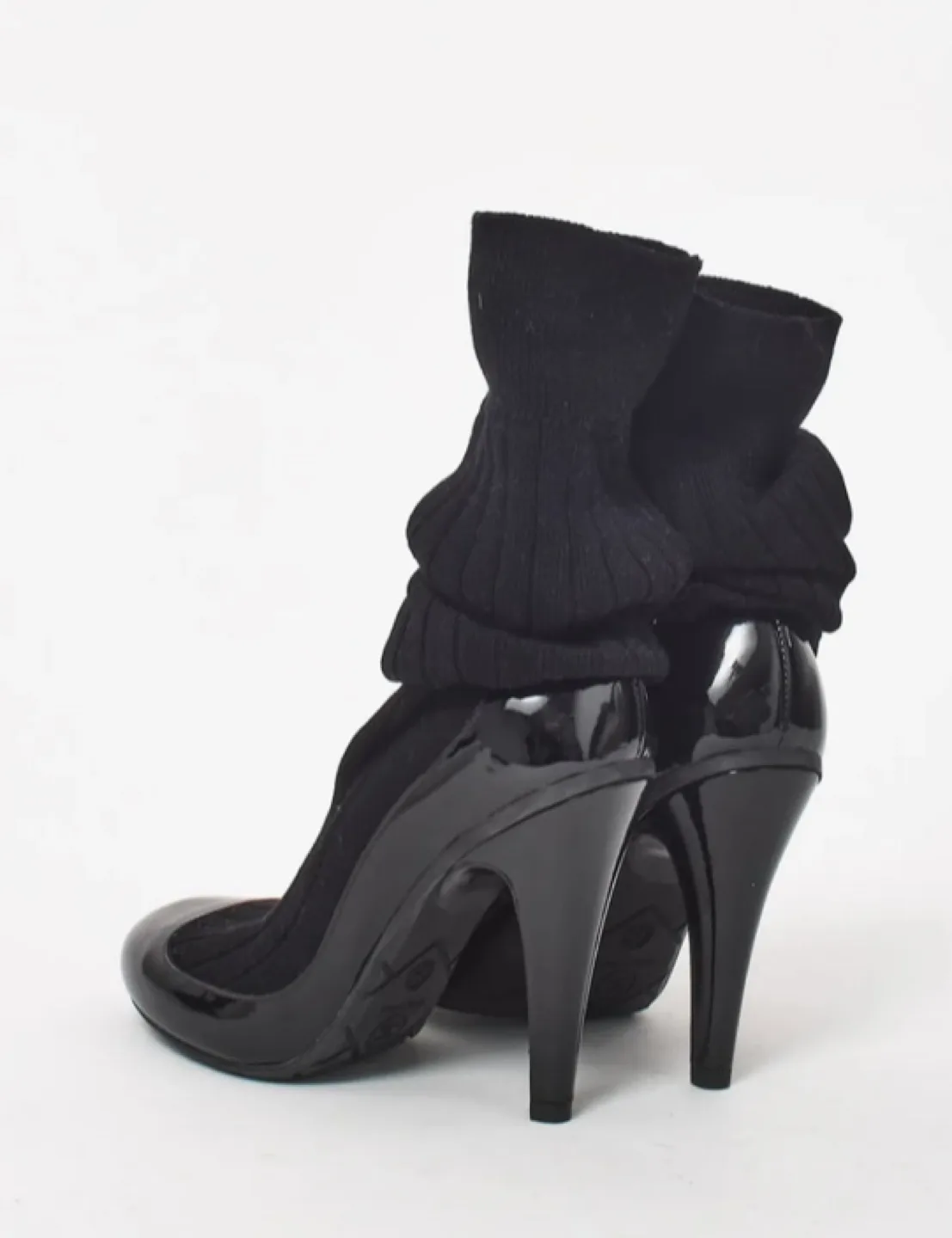 Chanel Black Knit & Patent Leather Booties image indicator(2)