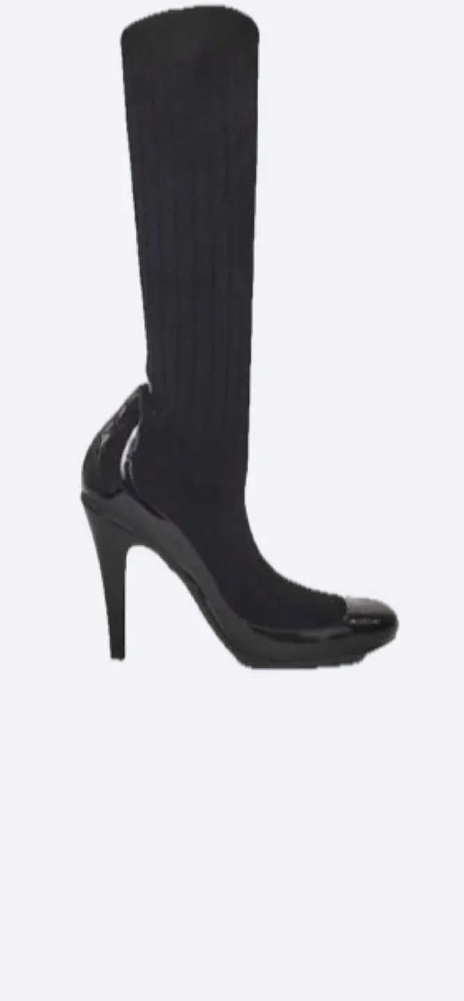 Chanel Black Knit & Patent Leather Booties image indicator(10)