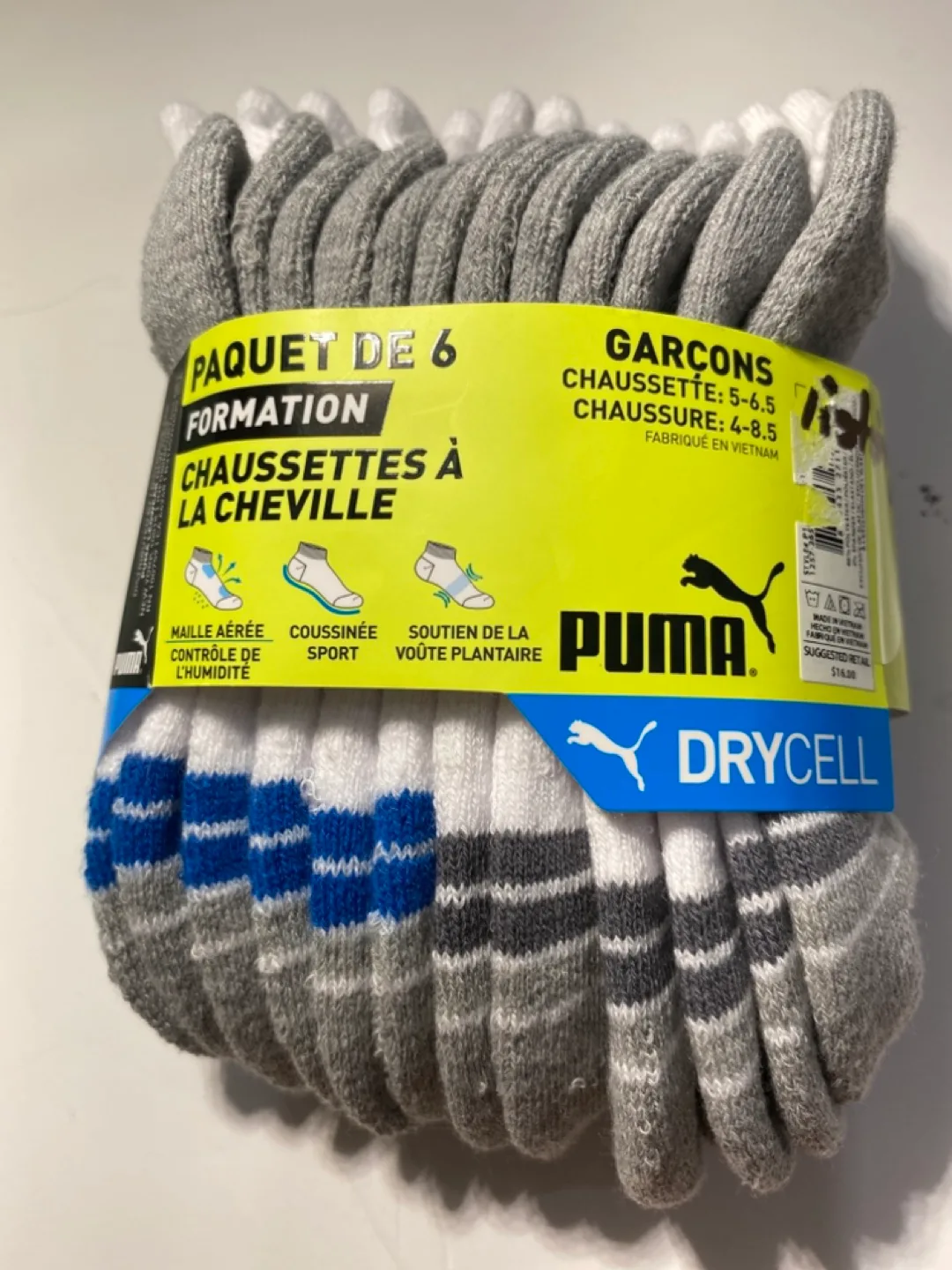 Puma Boys Ankle Socks 6 Pairs Size 5-6.5 Medias para Niño image indicator(6)