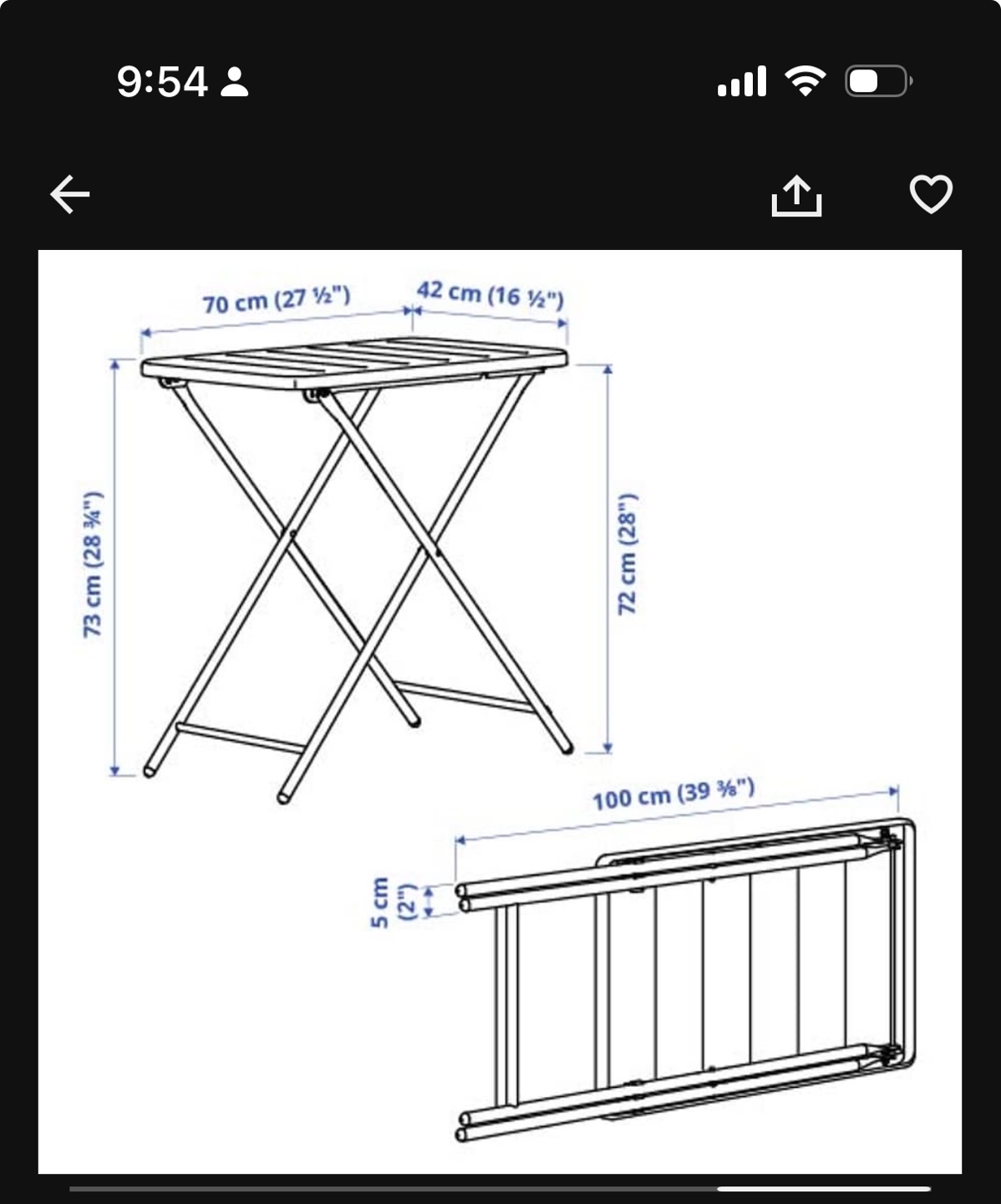 IKEA TORPARÖ White Folding Table - photo 5