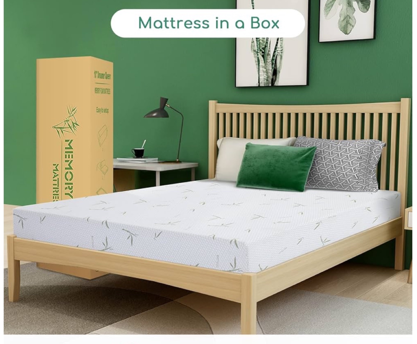 8 Inch Memory Foam Mattress - Medium Firm - Green Tea