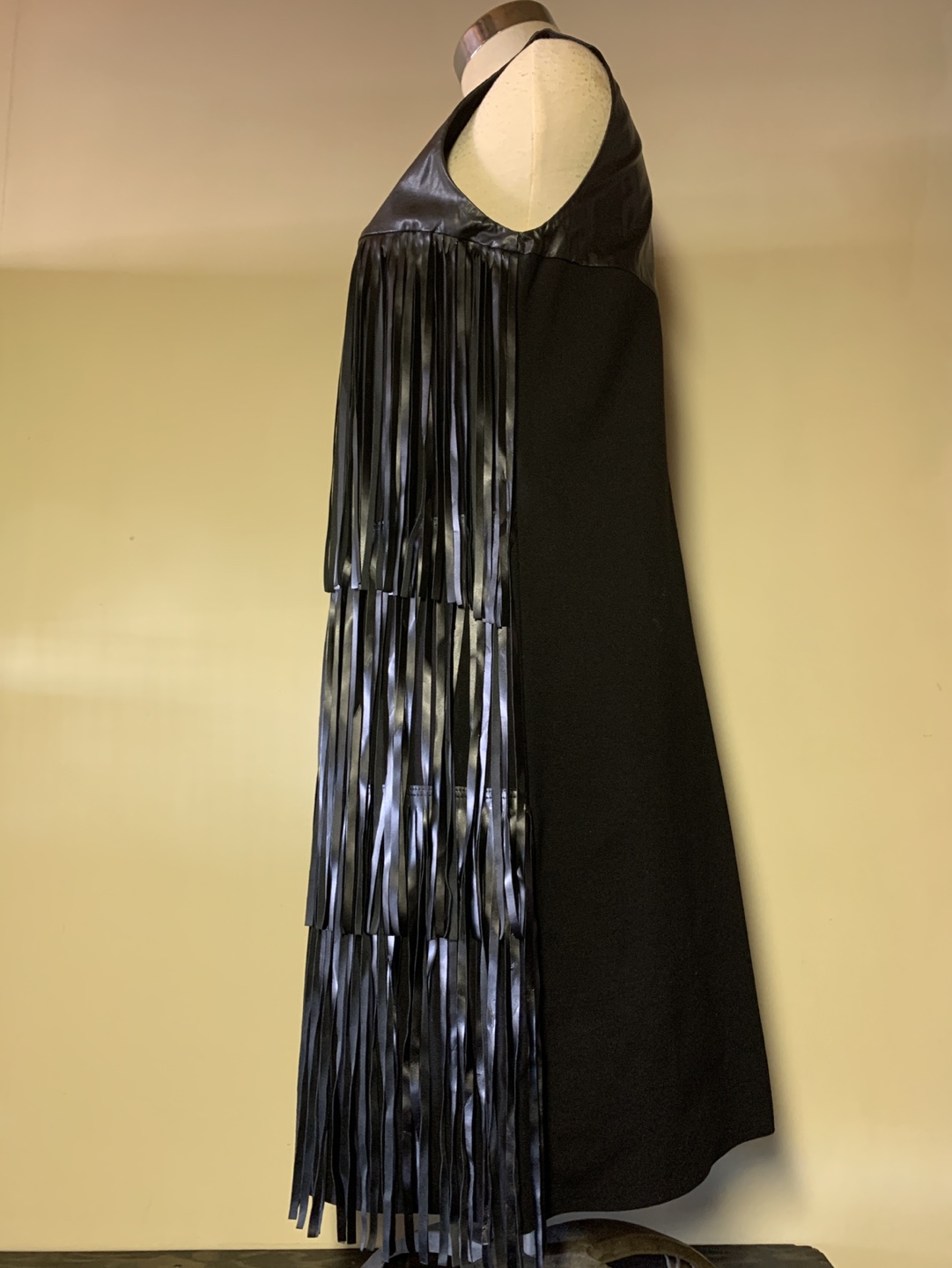 Black Faux Leather Fringe Dress - photo 4