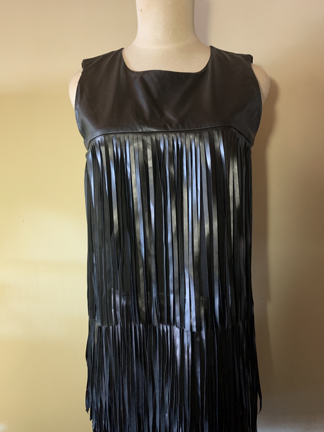 Black Faux Leather Fringe Dress - photo 3