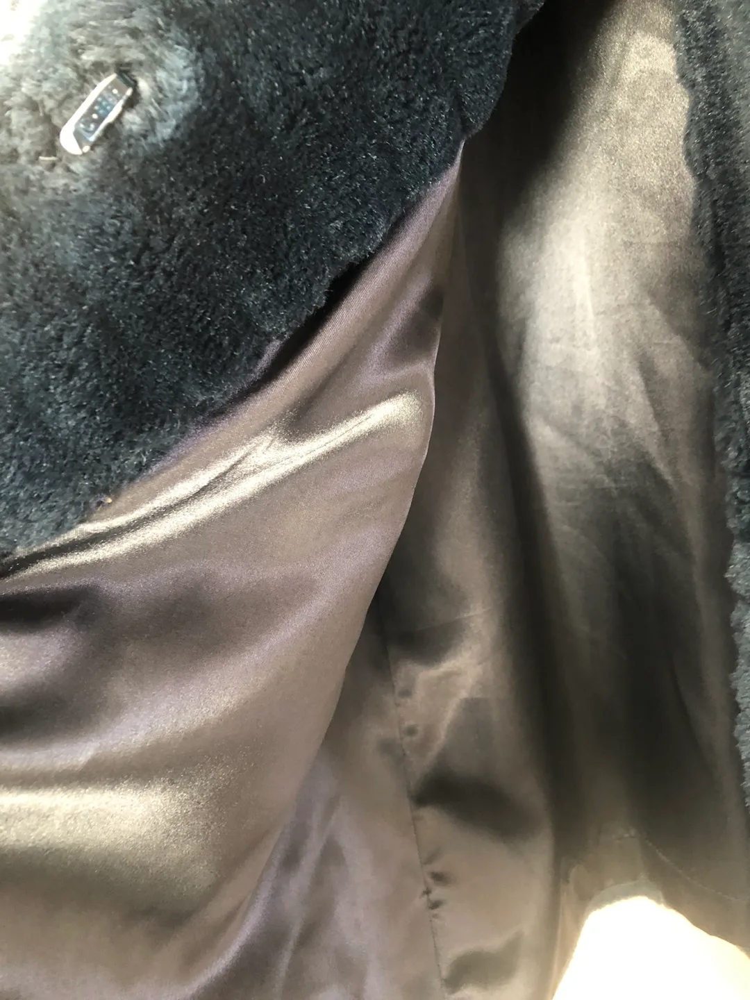 London Fog Teal/Blue Faux Fur Coat - Size Large image indicator(4)