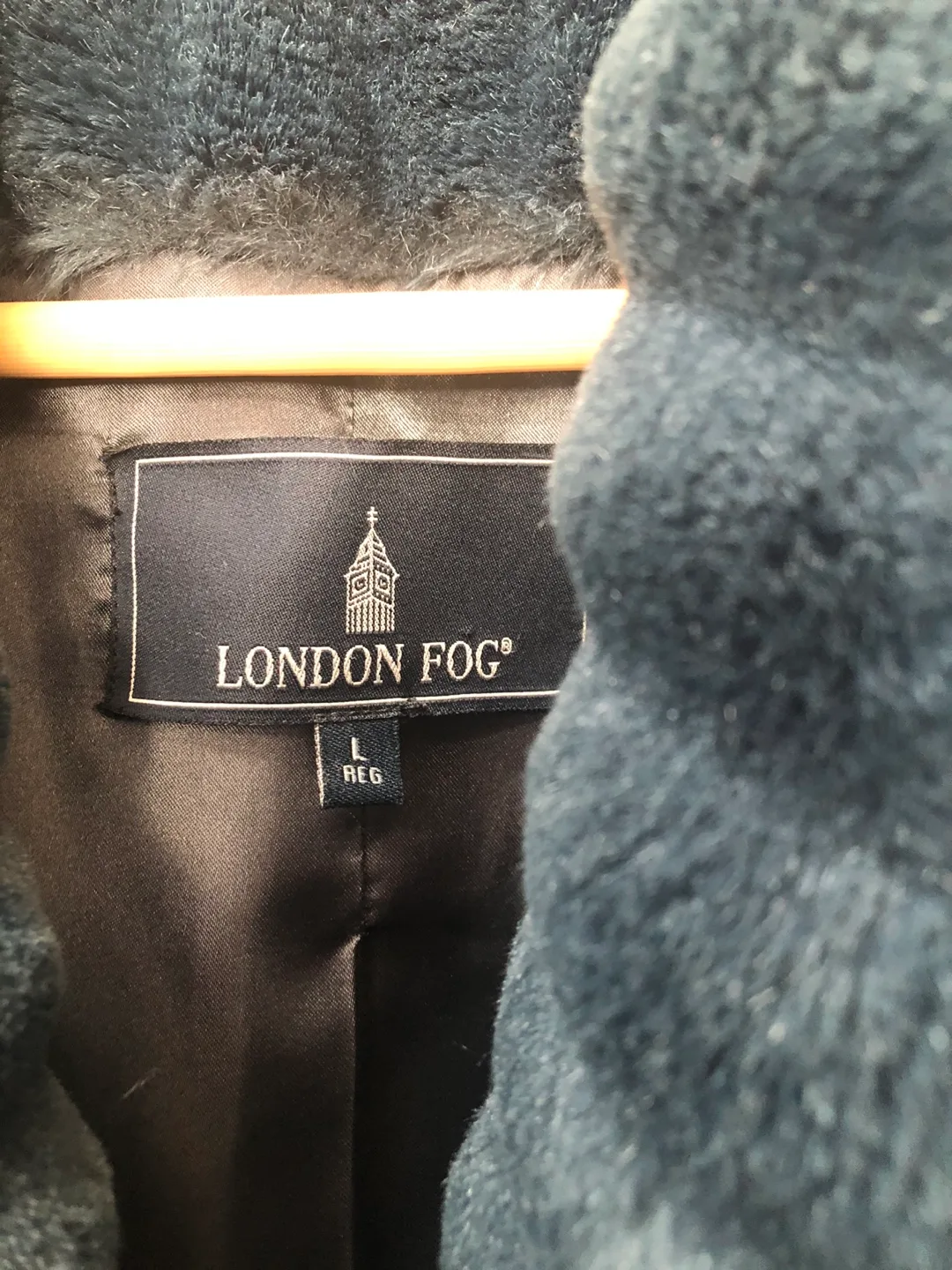 London Fog Teal/Blue Faux Fur Coat - Size Large image indicator(3)