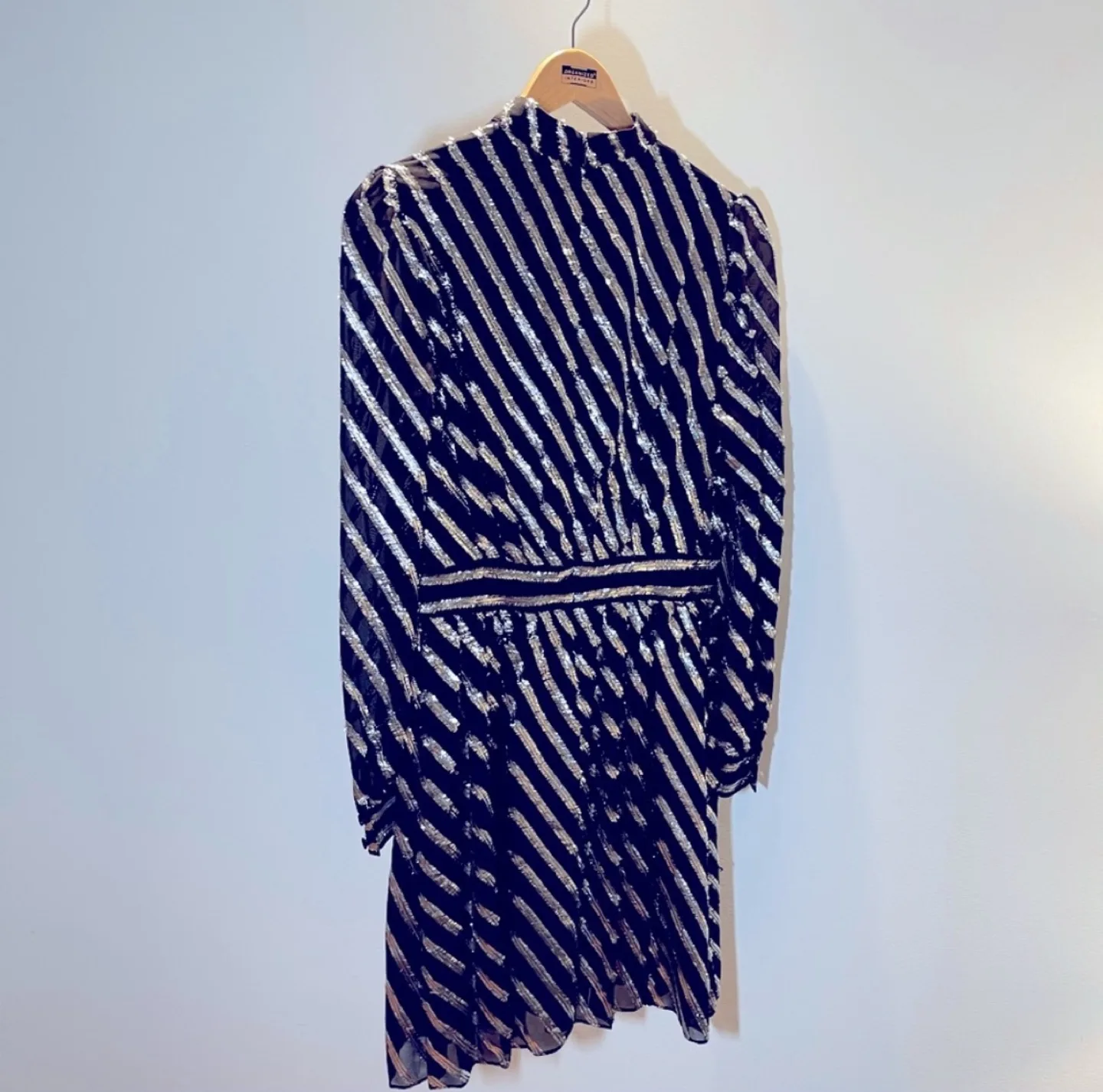 Michael Kors Black and Silver Striped Mini Dress image indicator(3)